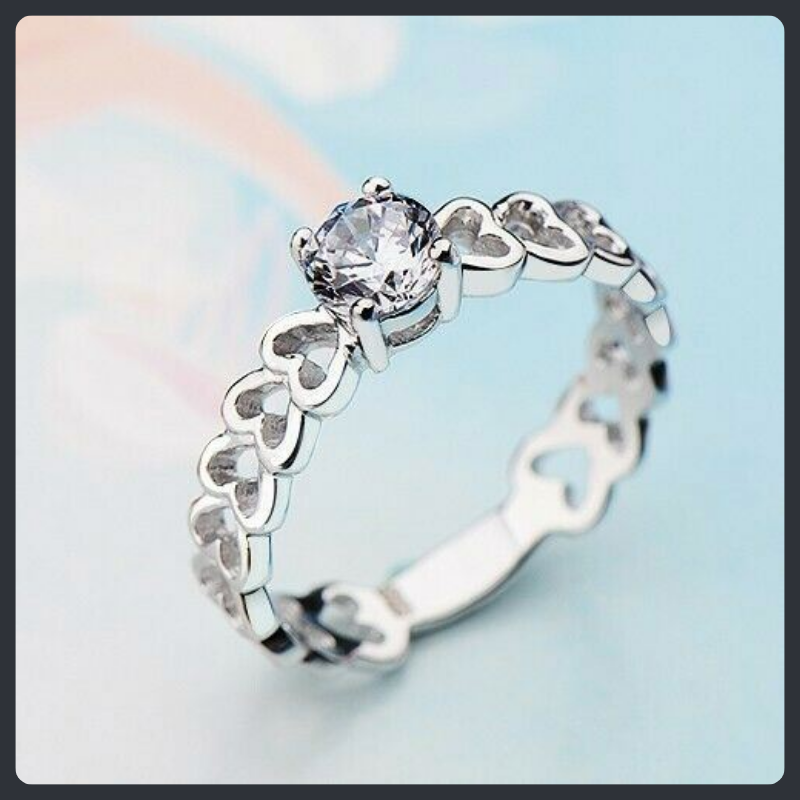 Hollow Heart ZC Wedding Ring sterling silver 925 plated 316L Main image