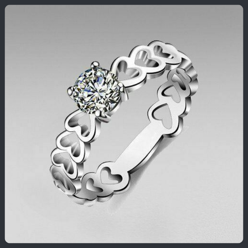 Hollow Heart ZC Wedding Ring sterling silver 925 plated 316L Secondary image