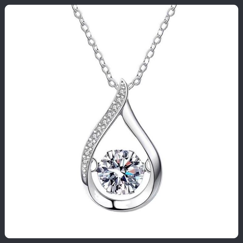 Water Drop ZC Pendant Necklace sterling silver 925 plated 316L