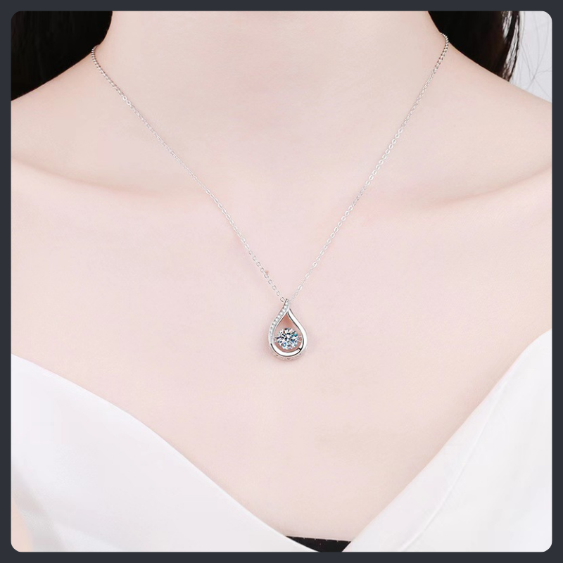 Water Drop ZC Pendant Necklace sterling silver 925 plated 316L