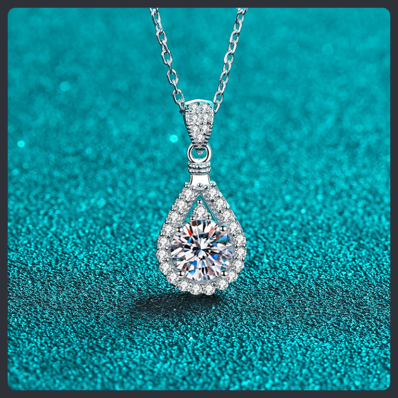 Drop Shape ZC Pendant Necklace sterling silver 925 plated 316L Main image