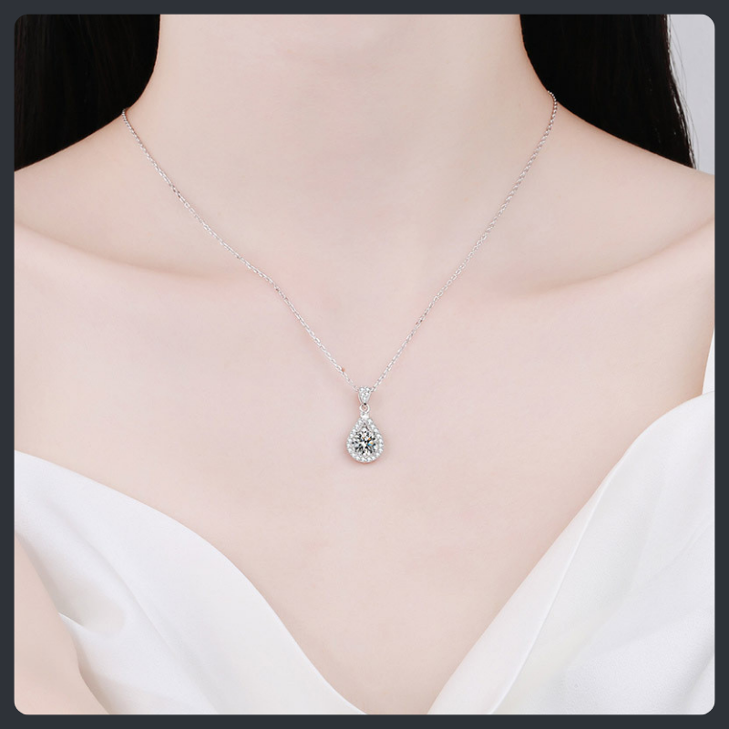 Drop Shape ZC Pendant Necklace sterling silver 925 plated 316L