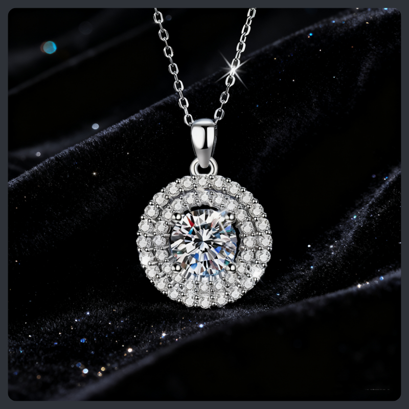 Luxury Round ZC Pendant Necklace sterling silver 925 plated 316L