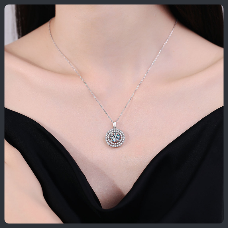 Luxury Round ZC Pendant Necklace sterling silver 925 plated 316L