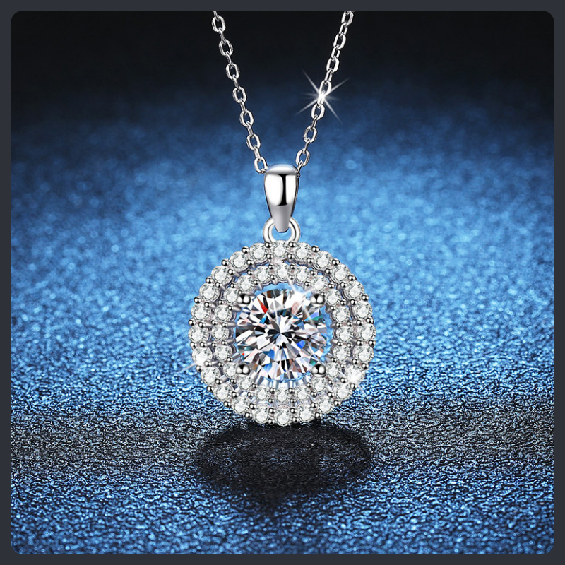 Luxury Round ZC Pendant Necklace sterling silver 925 plated 316L