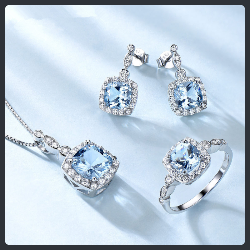 Sky Blue ZC Jewelry Set sterling silver 925 plated 316L Main image