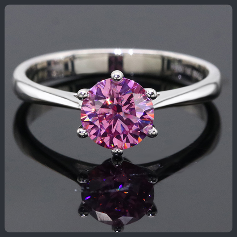 Romantic Pink Round ZC Ring sterling silver 925 plated 316L Main image